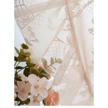 Lace Curtains 86 Inches Long Country Rustic Sheer Curtains for Living Room Bedroom Autumn Drapes Rod Pocket Light Filtering Lace Curtain for Dining Room Fall Decor, 55x86in