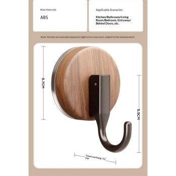 4 pack Wreath Hanger for Front Door, Upgraded Suction Cup Hook for Window Glass/Shower Mirror/Over Door (Walnut)