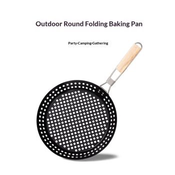 1 Piece BBQ Frying Pan with Holes, Non-stick BBQ Grill Pan, Stainless Steel Barbeque Woks, Grill Basket Vegetable with Handle | Vegetable Charring Pan for Stovetop & Grill