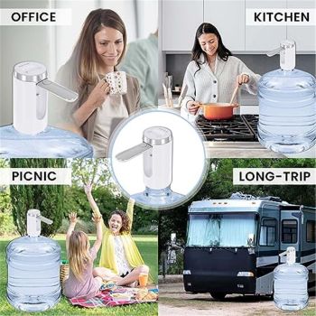 Water Dispenser for 5 Gallon Bottle, Rechargeable Water Pump - Foldable Water Spout for 5 Gallon Bottle, Long-Lasting,Smart LED Display, Portable Water Dispenser for Home & Outdoor (White)