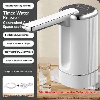 Generic Electric Water Bottle Pump Foldable Water Dispenser Pump for  Automatic Water Dispenser Countertop for RV Outdoor Travel Bedside Home Office Camping -Three speed timed water outlet