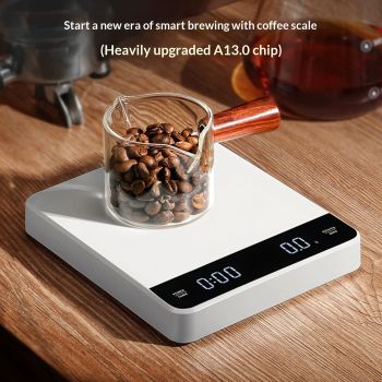 Mini Coffee Scale with Timer,Rechargeable Espresso Scale,3kg/0.1g Precision Scale for Espresso&Pour-Over Coffee,Portable Digital Kitchen Scale,White