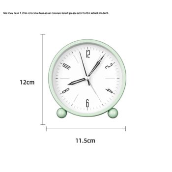Nightlight Alarm Clock 4.5" Round Silent Alarm Clock Bedside Desk Non-Ticking Travel Clock Battery Operated Green(Battery Include)