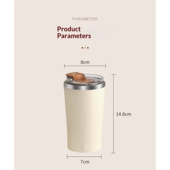 Self Stirring Coffee Mug With Lid Electric High Speed Self Stirring Mug 400ml Rechargeable Detachable Stainless Steel Self Stirring Cup for Coffee, Milk,(brown)