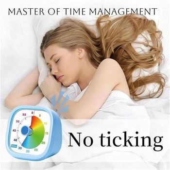 Visual Timer for Kids, 60 Minutes Countdown Timer for Classroom, Kitchen, Home, Office, Study, Pomodoro Timer, No Ticking Tools for Kids (Blue)