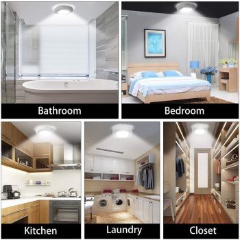 Motion Sensor Ceiling Light Battery Operated, Wireless Motion Activated LED Light 300LM White Indoor Lights for Closet Cordless Stair Hallway Bedroom Pantry Shed Shower Light