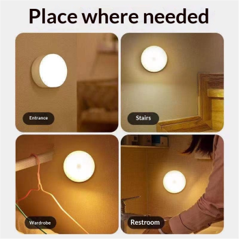 Motion Sensor Light Indoor, LED Night Light Closet Lights, Under Cabinet Battery Powered Ceiling Lights, AA Battery Operated Stick on Wireless Puck Lights for Wall, Step, Stair, Dimmable (5 Pack)