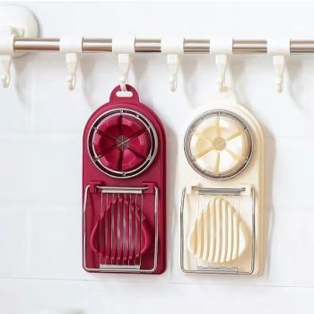 Red Generic 1pcs Egg Slicer Vertical Cut Cutter Flower Type 2In1 Boiled Egg Slicer