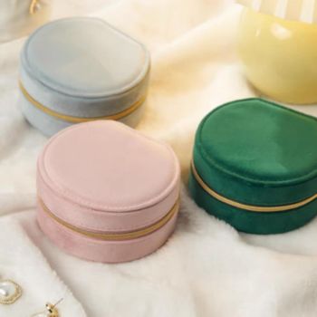 Green Small Portable Jewelry Box with Mirror for Travel, Luxury 3 Layers Jewelry Organizer Compact Case for Necklace Earring