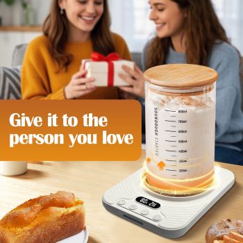 Constant Temperature Heating Coaster with Timer, Electric Mug Warmer for Milk Coffee, Auto Off Heating Pad Base, Portable Office Dorm Home Cup Warmer