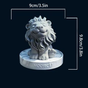 Smiling Lion Gypsum Statue - Handcrafted Plaster Aromatherapy Diffuser & Artistic Home Decor for Shelf, Desk, and Bedroom - Minimalist White Animal Sculpture Gift
