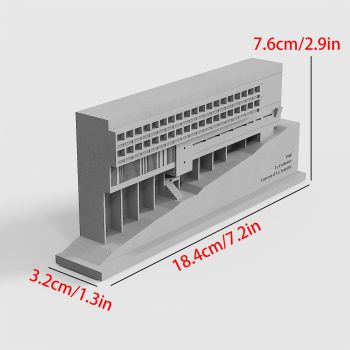 La Tourette Convent Concrete Architectural Model Modernist Masterpiece Replica for Desk Decor & Collectors（Grey）
