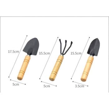 3-Piece Mini Garden Tool Set – Wooden Handle Trowel, Transplanter & Cultivator for Indoor Plants, Potted Succulents & Outdoor Gardening