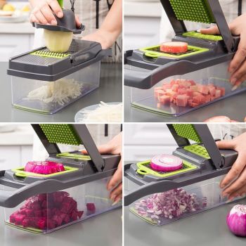16-in-1 Vegetable Chopper (11 Blades+Square Tool)