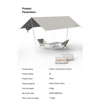 black Canopy Version-Canopy+Folding Table+2 Moon Chairs