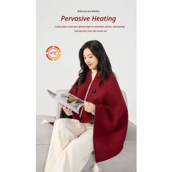 USB Washable Heated Shawl-No Power Bank Included-Apricot