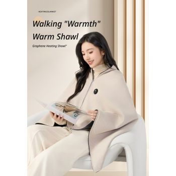 USB Washable Heated Shawl-No Power Bank Included-Red