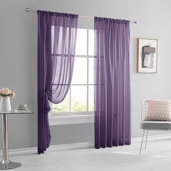 2 Pack Semi Blackout Sheer Curtains Light Blue