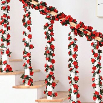 Artificial Rose Vine-Hot Pink & Pink Mixed 2.5m