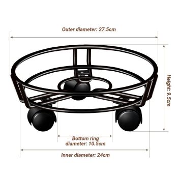 Black Round Wheel Plant Caddy