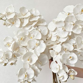 Artificial Oil Painting Phalaenopsis, Jade White, 1 Pack