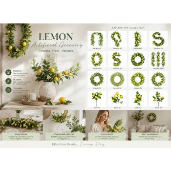 Artificial Lemon Wreath Front Door Hanging Ornament Pack of 2