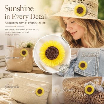 Ginger Yellow Boho Artificial Sunflower Daisy Clothing Ornament Set of 4