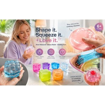 Sunny Yellow Ice Cube Squishy 5cm 2 Pack, Double Bright Laid-Back Fun