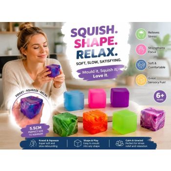 Warm Mellow Solid Purple + Marbled Orange Ice Cube Squishy 2 Pack