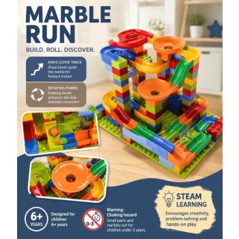 Gift Ready Marble Run Building Blocks DIY Puzzle Toy, 168pcs Small Track (Colour Box Pack)