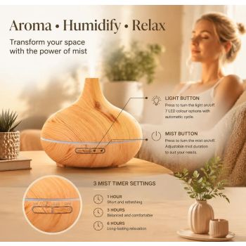 Onion Wood Grain Aroma Diffuser, Light Wood + Remote, 24V AU Plug, Holiday Present