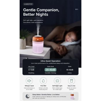 USB Colour Light Mini Humidifier 330ML White, Home Xmas Gift