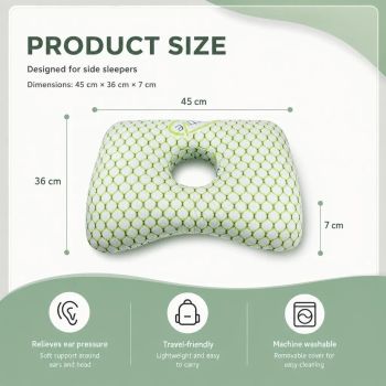 Washable Inner Ear Guard Pillow 39x28x6, Bohr Grey, Comfortable Daily Rest