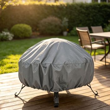 Weather Resistant Safe Fire Pit Cover Slate Grey 77x31cm