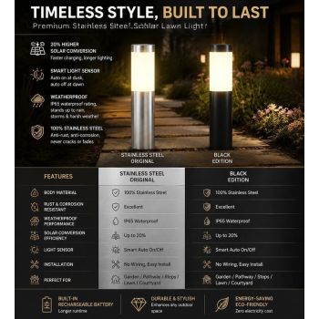 Small Silver Warm White Solar LED Yard Light 2Pcs