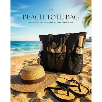 Dark Grey & Brown Large Capacity Beach Handbag Combo 2Pcs