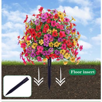 Magenta Morning Glory Faux Stems With Eucalyptus Set of 3 Yard Photo Decor