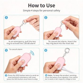Rechargeable Anti‑Attack Alarm Flashlight B300 White English Packaging, Portable Personal Safety Siren, Halloween Outdoor Camping Emergency Security Gadget