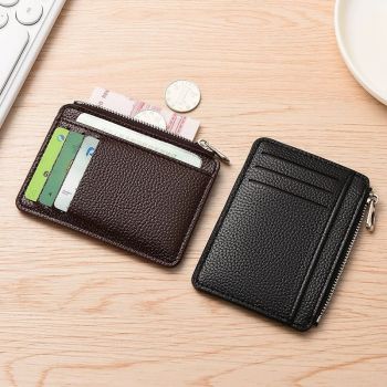 2Pcs 6 Slots Large Capacity Zipper Card Holder,Waterproof & Scratch Resistant,Compact-red