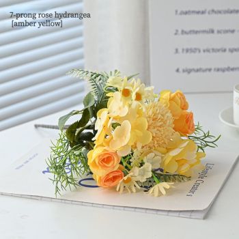 7-Branch Handheld Artificial Bouquet | Ins-Style Spring Romance, Long-Lasting Healing Little Happiness/7-prong rose hydrangea [light peach powder]