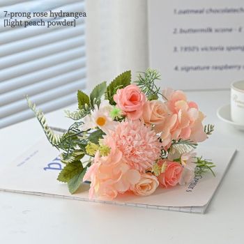 7-Branch Handheld Artificial Bouquet | Ins-Style Spring Romance, Long-Lasting Healing Little Happiness/7-prong rose hydrangea [Hot Orange]
