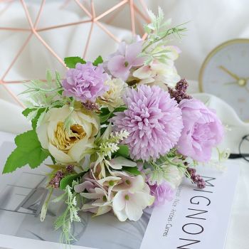 7-Branch Handheld Artificial Bouquet | Ins-Style Spring Romance, Long-Lasting Healing Little Happiness/7-prong rose hydrangea [enchanting purple]