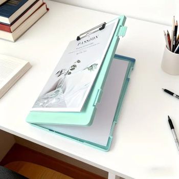 A4 File Box Clip Board 2-in-1, Large Capacity Storage, Strong Metal Clip, Corner Protection Design, Writing Pad, Essential for Organizing Documents/black