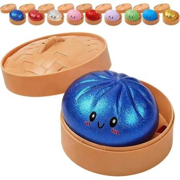 Simulated Smiley Steamed Bun Squishy Toy, Cute Stress Relief Plaything, Soft Slow-Rebound Texture, Adorable Desktop Decor（Golden pinching）
