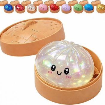 Simulated Smiley Steamed Bun Squishy Toy, Cute Stress Relief Plaything, Soft Slow-Rebound Texture, Adorable Desktop Decor(Blue pinching)