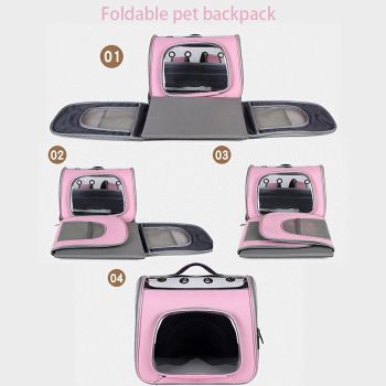 Pet Backpack Portable Transparent Foldable Comfort Design Hands-Free Travel for Cats Small Dogs(PINK)