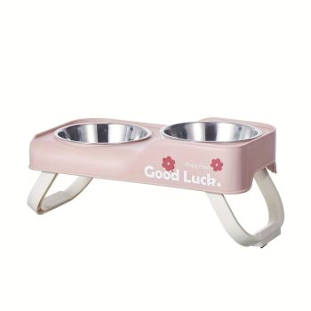 Dopamine Color Pet Bowl Set, Anti-Slip Adjustable Height Design for Small/Medium Dogs and Cats(white)
