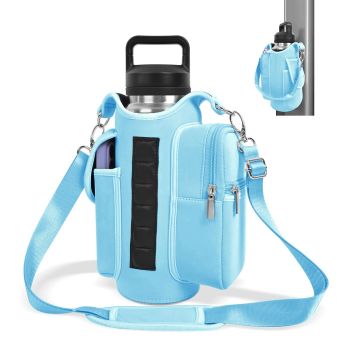 6-Magnet Suction Fitness Water Bottle Bag: Comes with Phone Pocket + Multi-Pocket Crossbody Design, Adjustable Shoulder Strap, Compatible with Treadmill and Squat Rack, Thickened Wear-Resistant Sports Essential/pink