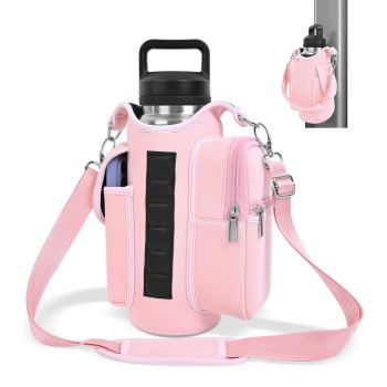 6-Magnet Suction Fitness Water Bottle Bag: Comes with Phone Pocket + Multi-Pocket Crossbody Design, Adjustable Shoulder Strap, Compatible with Treadmill and Squat Rack, Thickened Wear-Resistant Sports Essential/BLUE