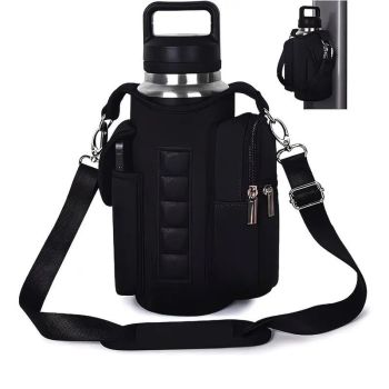 6-Magnet Suction Fitness Water Bottle Bag: Comes with Phone Pocket + Multi-Pocket Crossbody Design, Adjustable Shoulder Strap, Compatible with Treadmill and Squat Rack, Thickened Wear-Resistant Sports Essential/GREY